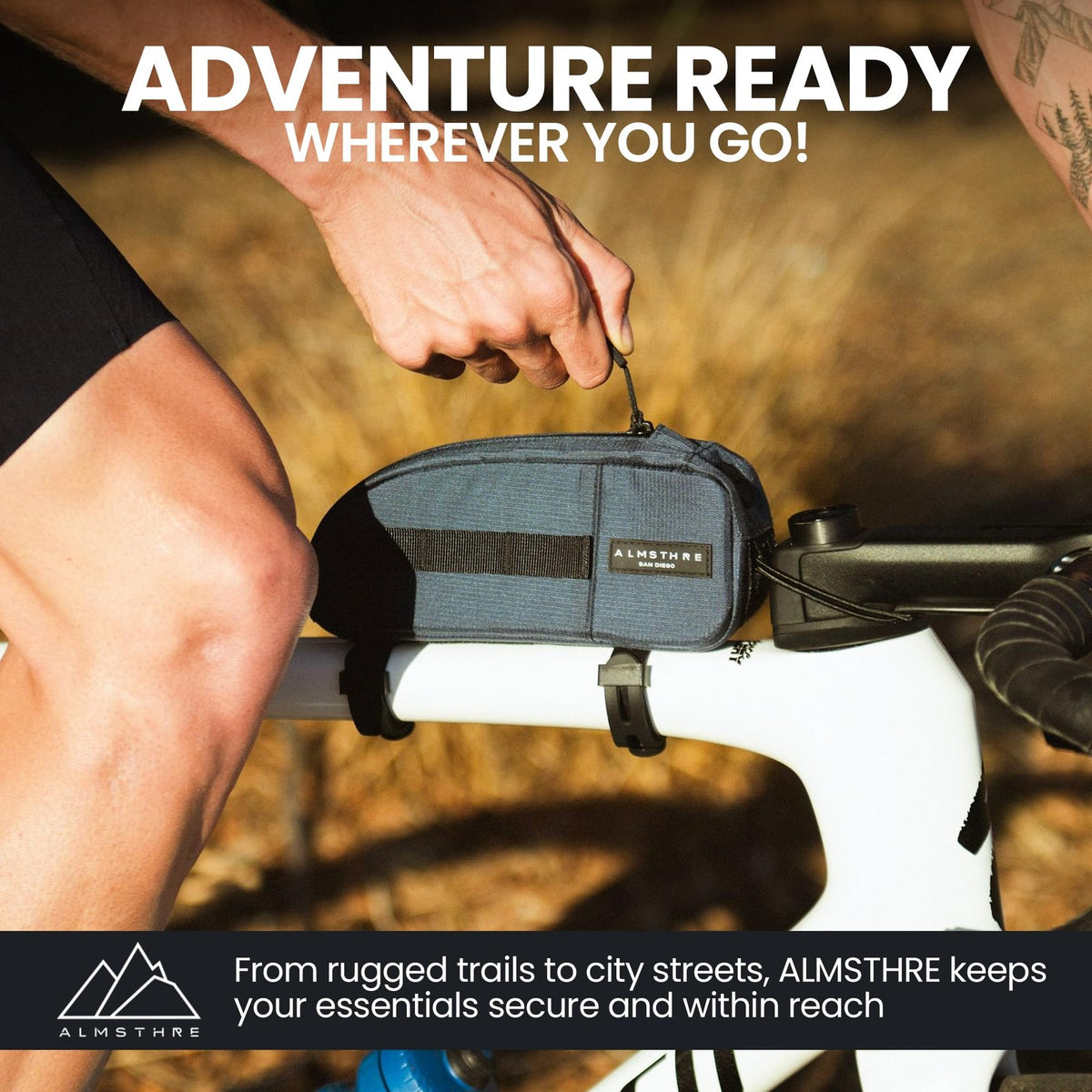 ALMSTHRE Top Tube Bag, Waterproof Zipper, Bolts or Strap Mount, Cosmic Blue 4