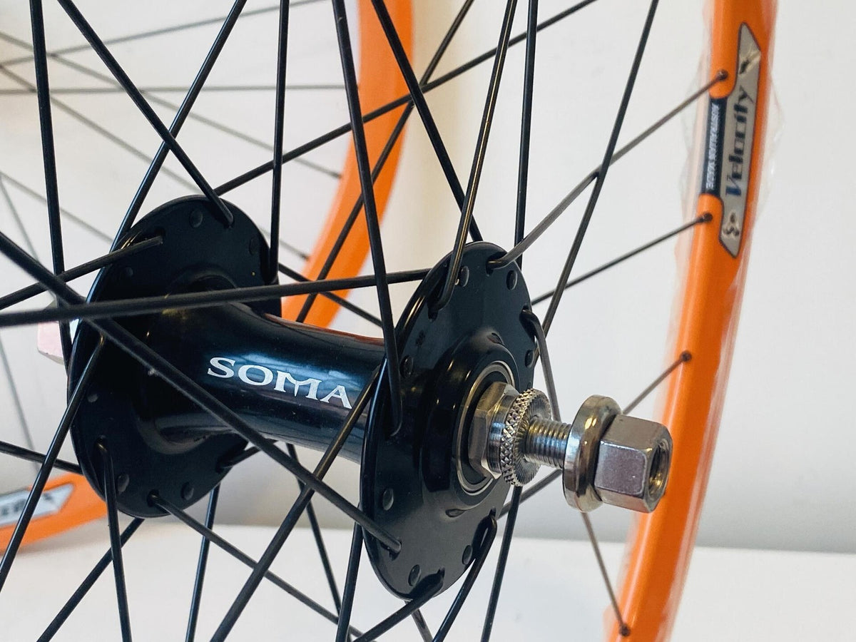 Velocity Chukker 700c Fixie Wheelset 32h 100/120 Fix/Fix Soma Hubs - Orange NMSW 5