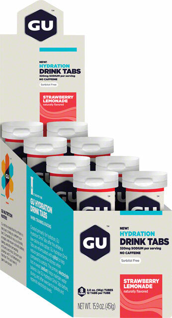 GU Hydration Drink Tabs Strawberry Lemonade Box of 8 Tubes 2