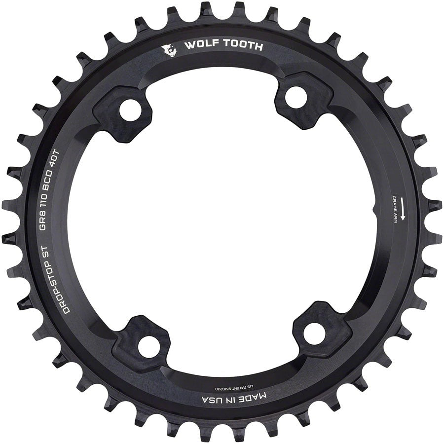 Wolf Tooth 40T 110 Asymmetric BCD Chainring Drop-Stop ST Black 1