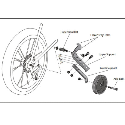 Sunlite HD Adjustable Training Wheels Fits 20in to 26in Wheel Bikes Silver 3