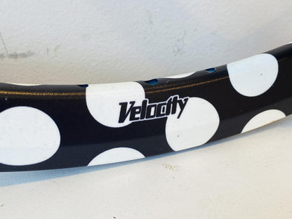 Velocity Deep-V 700c Rim Set 32h Black/White Polka Dot Vinyl NMSW Made in AU 4