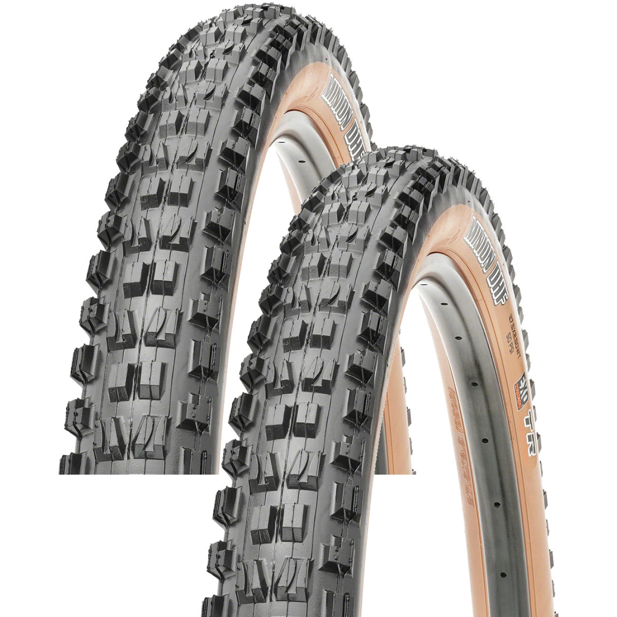 Pack of 2 Maxxis Minion DHF Tires Tubeless Folding Black/Tan Dual EXO WT 29x2.5 1