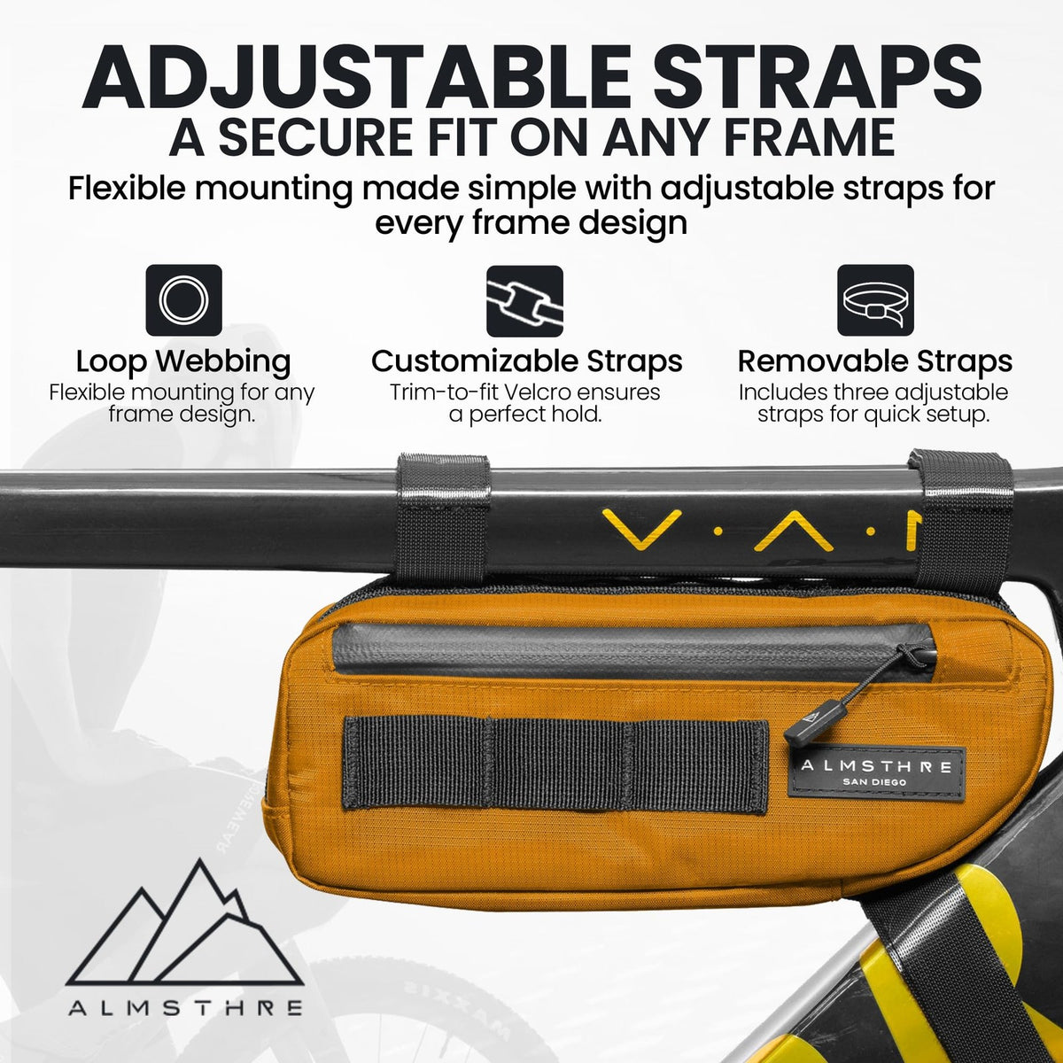 ALMSTHRE Compact Bike Frame Bag, Weather-Resistant, Waterproof Zippers, Rust Red 4