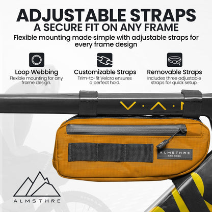 ALMSTHRE Compact Bike Frame Bag, Weather-Resistant, Waterproof Zippers, Rust Red 4
