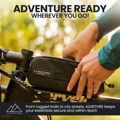 ALMSTHRE Top Tube Bag, Waterproof Zipper, Bolts or Strap Mount, Midnight Black 4