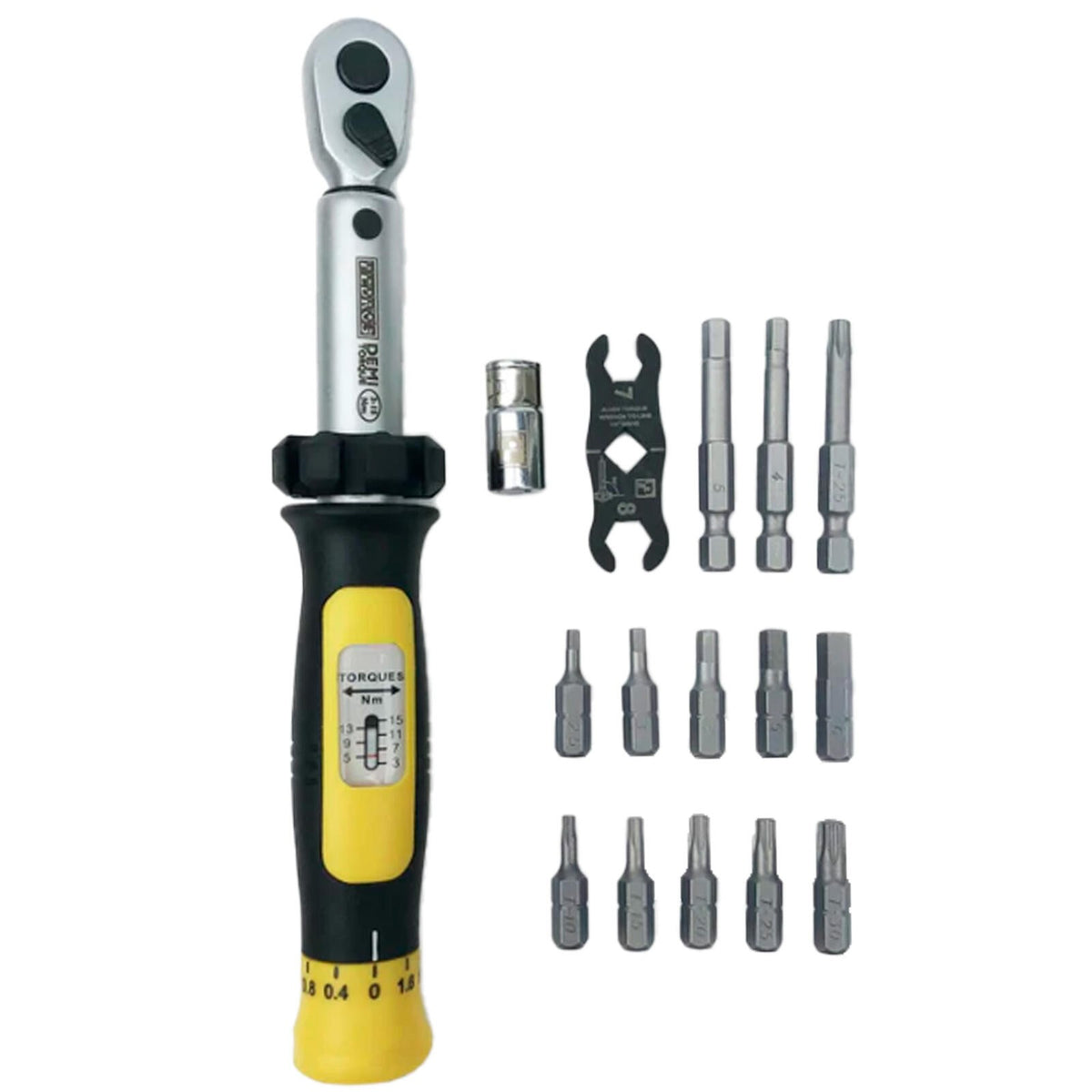 Pedros Tool Demi II Torque Wrench Set 1/4in 3-15nm with Bits & Adapters 1