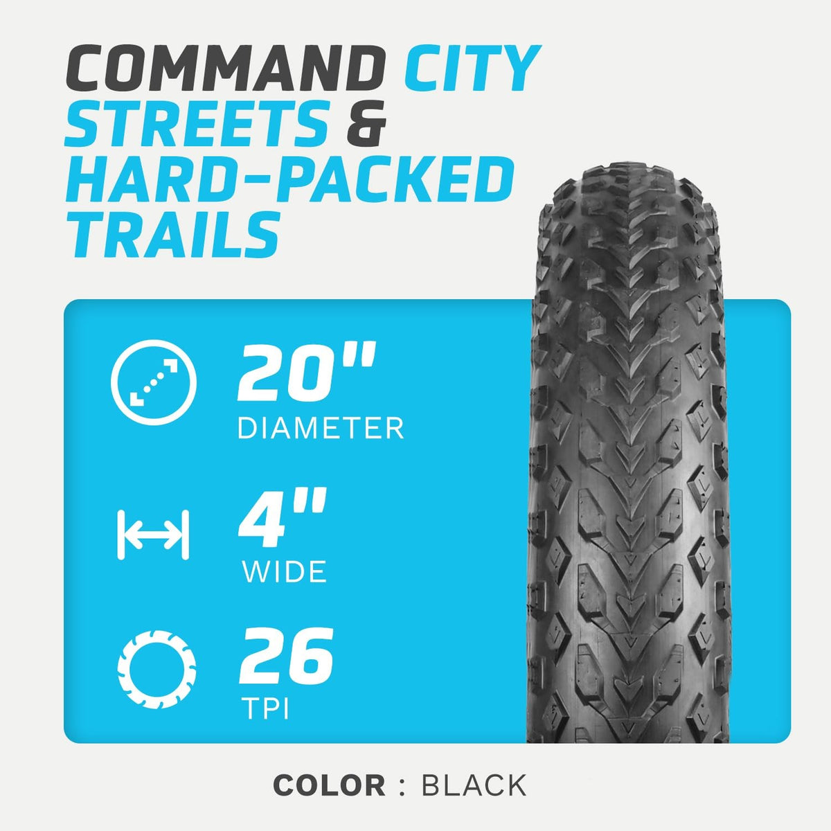Vee Tire Co. Mission Command Tire - 20 x 4.0 Clincher Wire Black Performance 2